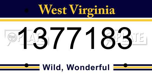 1377183 West Virginia License Plate