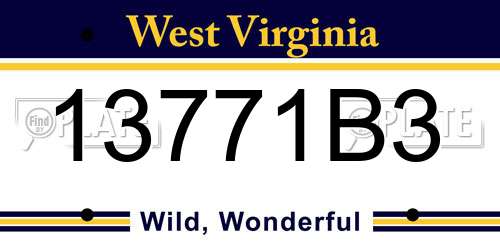 13771B3 West Virginia License Plate