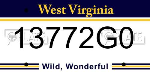 13772G0 West Virginia License Plate