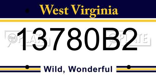 13780B2 West Virginia License Plate