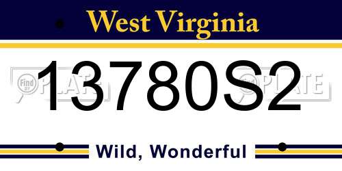 13780S2 West Virginia License Plate