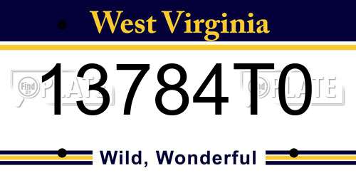 13784T0 West Virginia License Plate