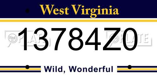 13784Z0 West Virginia License Plate