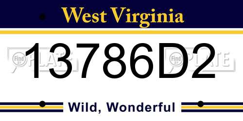 13786D2 West Virginia License Plate