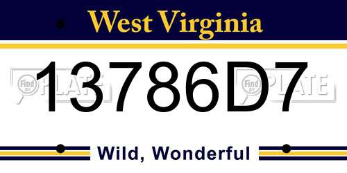 13786D7 West Virginia License Plate