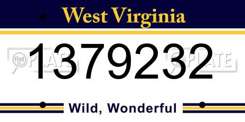 1379232 West Virginia License Plate