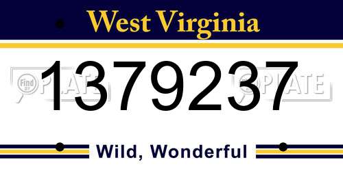 1379237 West Virginia License Plate