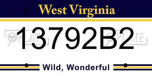 13792B2 West Virginia License Plate