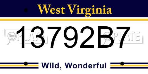 13792B7 West Virginia License Plate