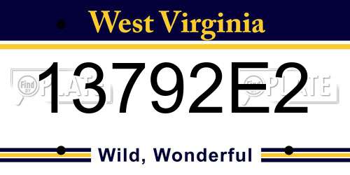 13792E2 West Virginia License Plate