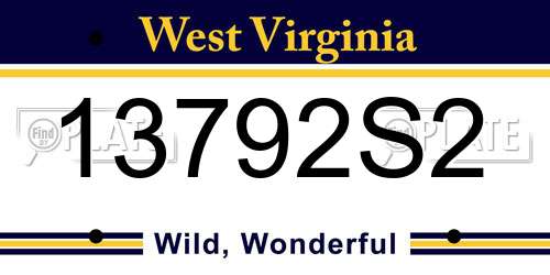 13792S2 West Virginia License Plate