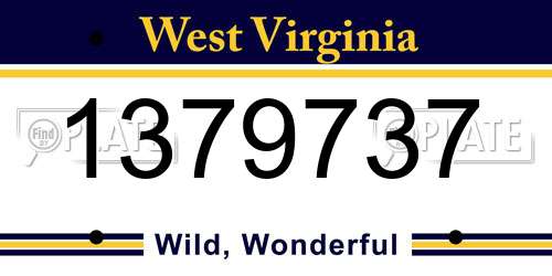 1379737 West Virginia License Plate