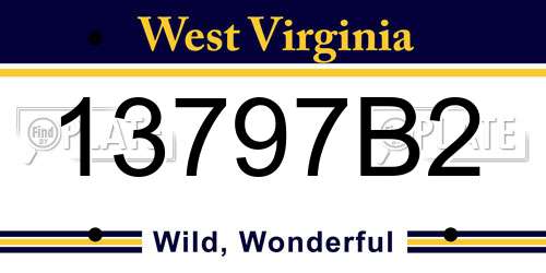 13797B2 West Virginia License Plate