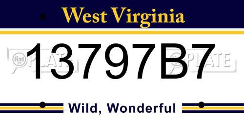 13797B7 West Virginia License Plate