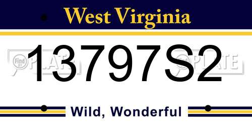 13797S2 West Virginia License Plate