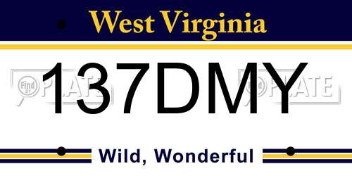 137DMY West Virginia License Plate