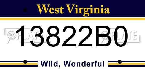 13822B0 West Virginia License Plate