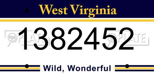 1382452 West Virginia License Plate