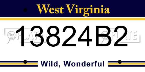 13824B2 West Virginia License Plate