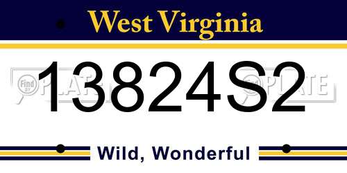 13824S2 West Virginia License Plate