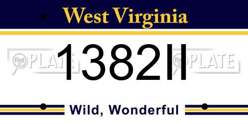 1382II West Virginia License Plate