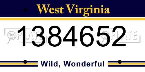 1384652 West Virginia License Plate