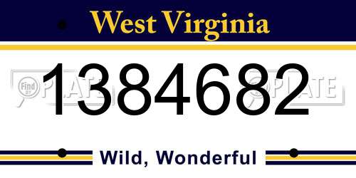 1384682 West Virginia License Plate