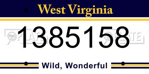 1385158 West Virginia License Plate