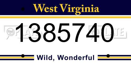1385740 West Virginia License Plate