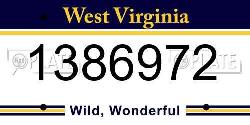 1386972 West Virginia License Plate