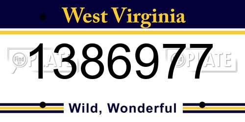 1386977 West Virginia License Plate
