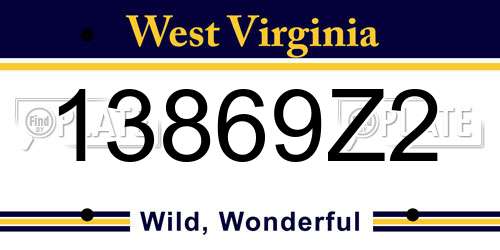 13869Z2 West Virginia License Plate