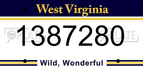 1387280 West Virginia License Plate