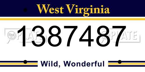 1387487 West Virginia License Plate