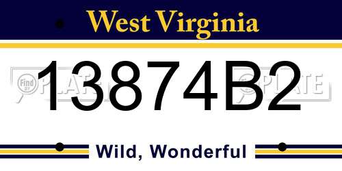 13874B2 West Virginia License Plate
