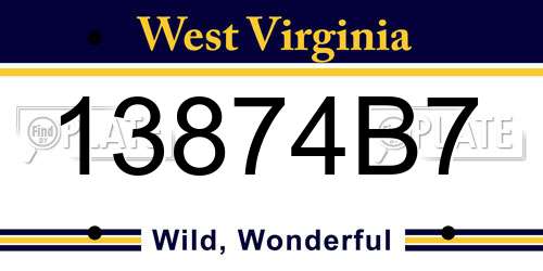 13874B7 West Virginia License Plate