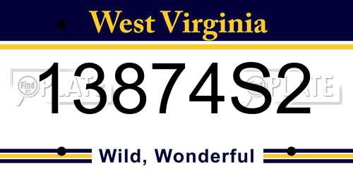 13874S2 West Virginia License Plate