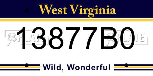 13877B0 West Virginia License Plate