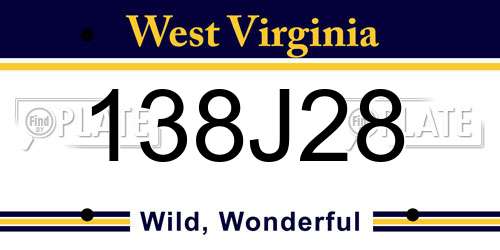 138J28 West Virginia License Plate