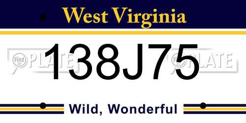 138J75 West Virginia License Plate