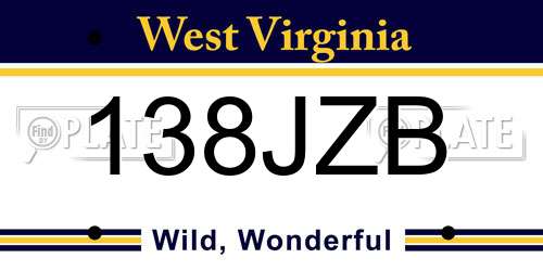 138JZB West Virginia License Plate