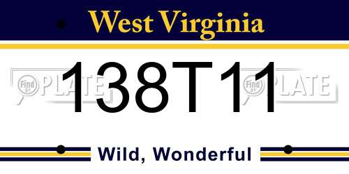 138T11 West Virginia License Plate