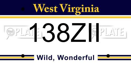 138ZII West Virginia License Plate