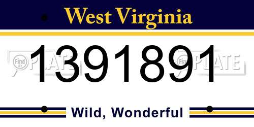 1391891 West Virginia License Plate
