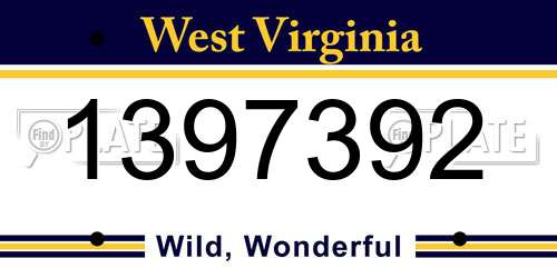 1397392 West Virginia License Plate