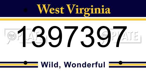 1397397 West Virginia License Plate