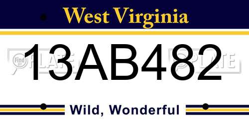 13AB482 West Virginia License Plate
