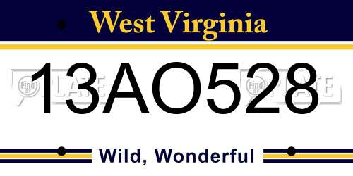 13AO528 West Virginia License Plate
