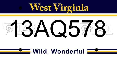 13AQ578 West Virginia License Plate
