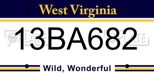 13BA682 West Virginia License Plate